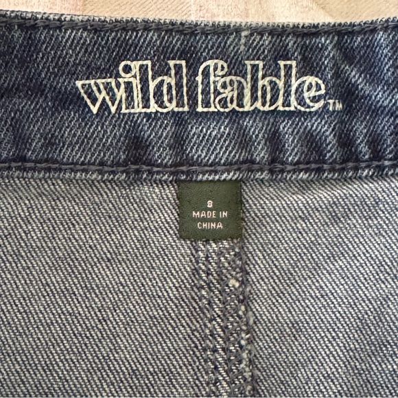 Wild Fable 2 Toned full zip Denim Mini Skirt Raw Frayed Hem Size 8 - Picture 4 of 8